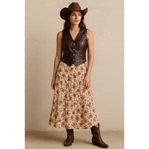 Cripple Creek Western Brown Genuine Leather Vest Size M